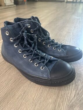 Converse Chuck Taylor All Star High Top Men Shoes Black Sharkskin Sneaker 10.5